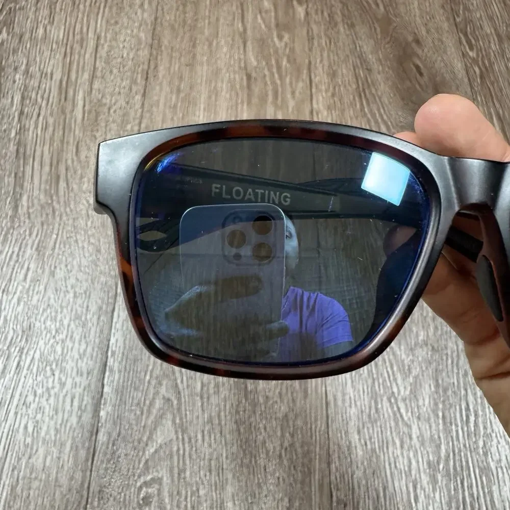RHEOS BIMINI UNISEX FLOATING POLARIZED SUNGLASSES BLUE LENS TOROISE FRAME